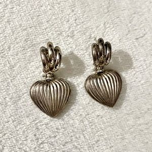 Vintage Sterling Heart Earrings